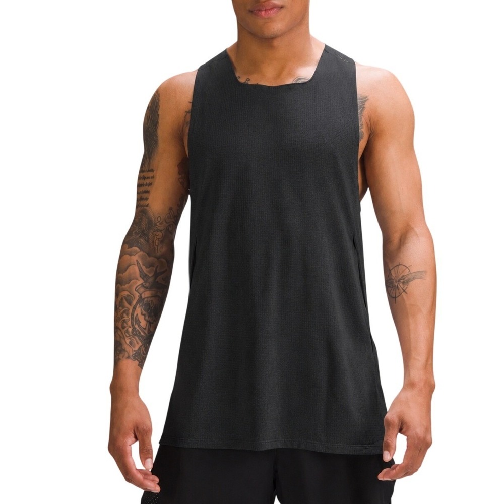 Lululemon Men's Fast and Free Singlet Airflow Tank Top XXL Graphite Black NWT